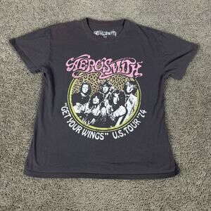 Aerosmith Shirt Womens Small Medium Gray Get Your Wings Tour 1974 US Tour